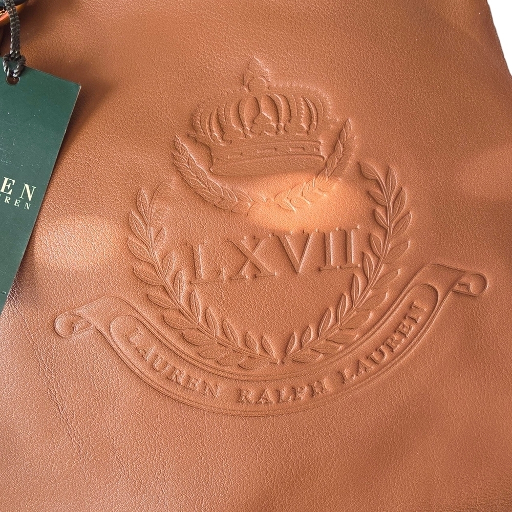 NWT Vintage Lauren Ralph Lauren Chatsworth Embossed Brown Leather Tote - Picture 2 of 3
